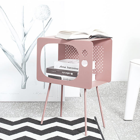 Stert Modern End Table in Television Shape Hollow Side Table in Fresh Pink - Homary