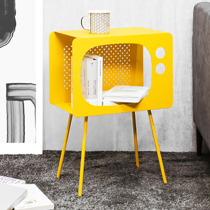 Stert Modern End Table in Television Shape Hollow Side Table in Fresh Yellow - 