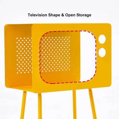 Stert Modern End Table in Television Shape Hollow Side Table in Fresh Yellow - 