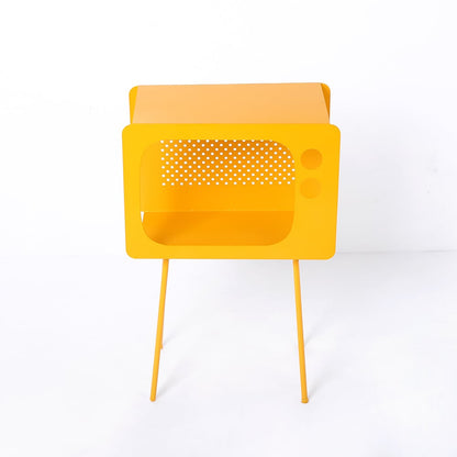 Stert Modern End Table in Television Shape Hollow Side Table in Fresh Yellow - Homary