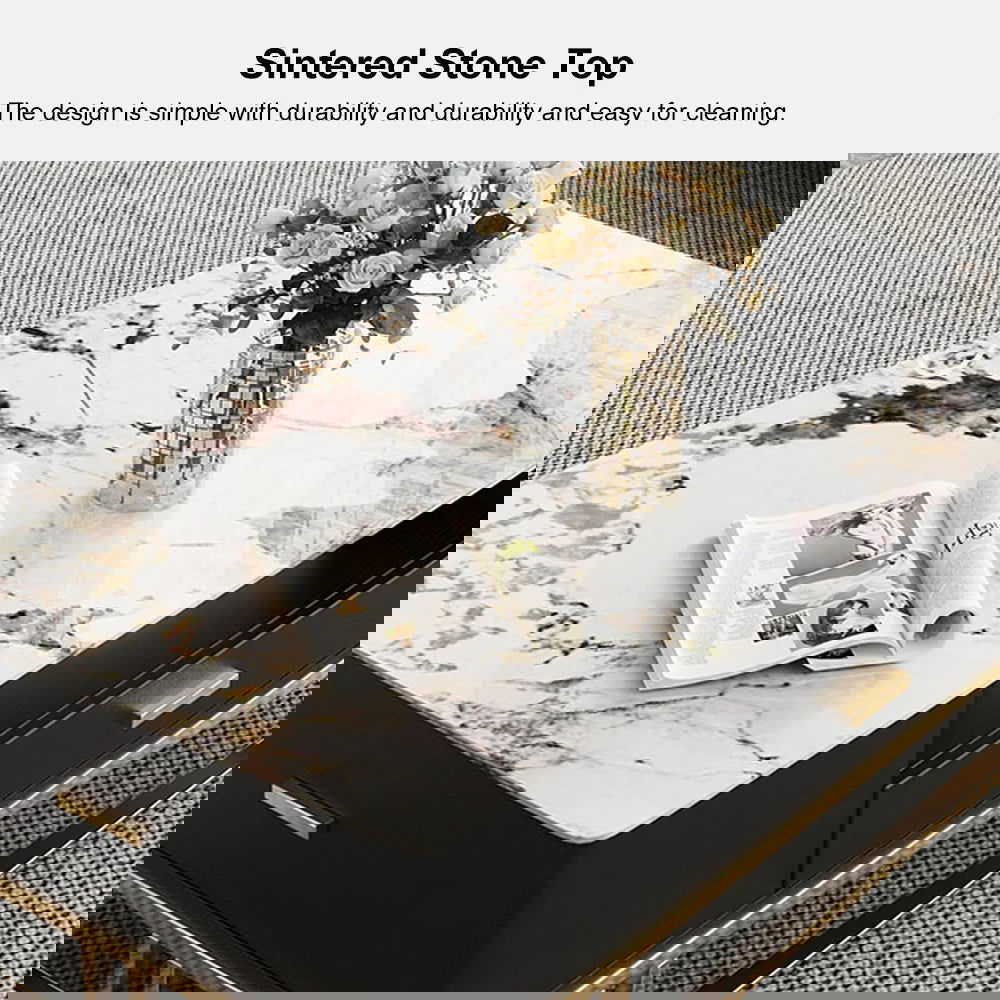 Stonesk Modern TV Stand & Coffee Table Set for 2540mm TV in Black with Drawers - 