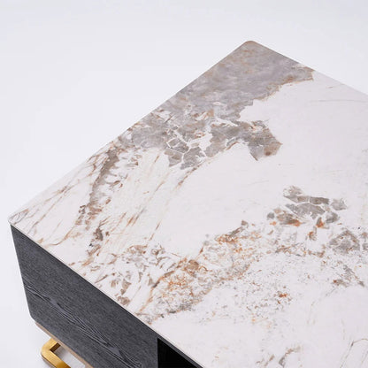 Stonesk Modern TV Stand & Coffee Table Set for 2540mm TV in Black with Drawers - Homary