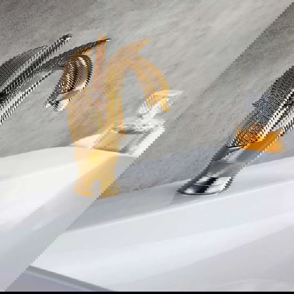 Swan Classic Style Monobloc Solid Brass Bathroom Basin Tap - Homary