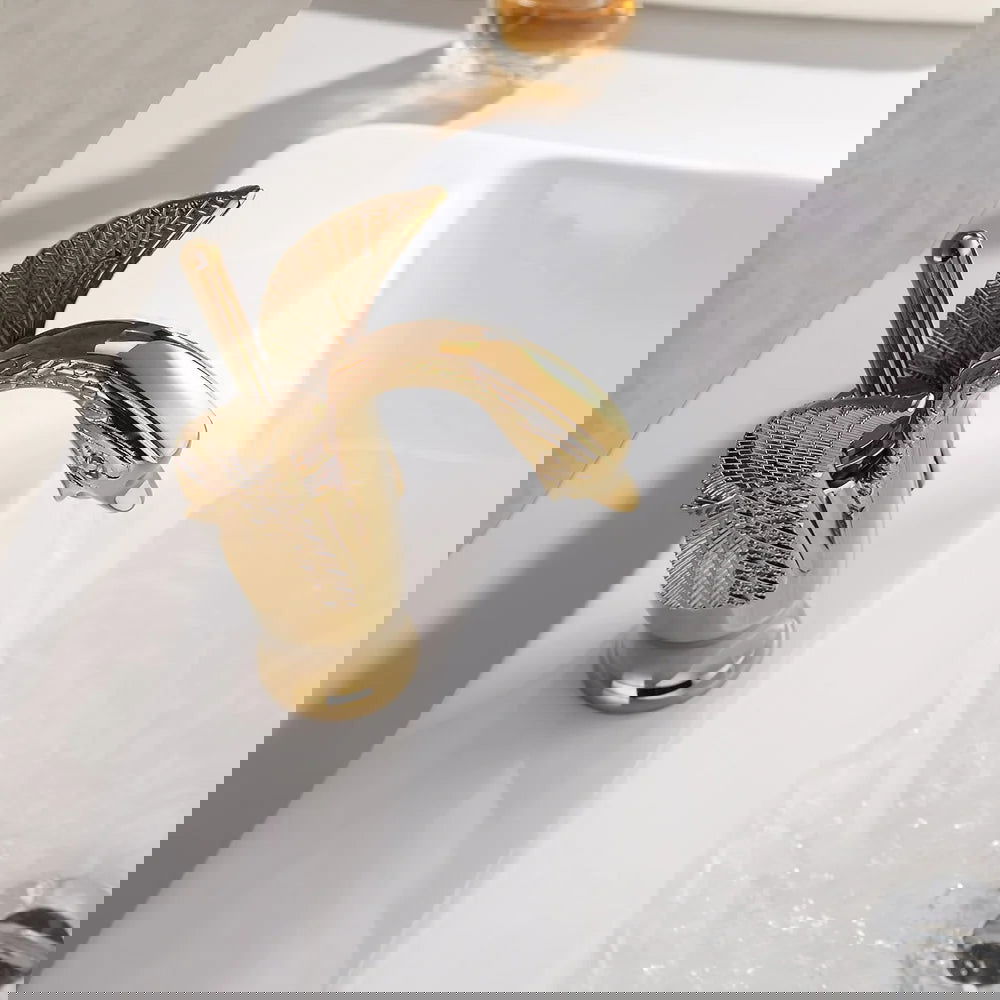 Swan Classic Style Monobloc Solid Brass Bathroom Basin Tap - Homary