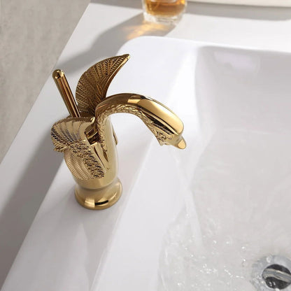 Swan Classic Style Monobloc Solid Brass Bathroom Basin Tap - Homary