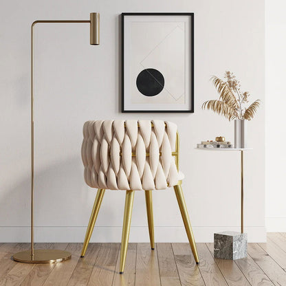 Sweave Nordic Off White Barrel Back Dining Chair Round Accent Chair Velvet Upholstery - 