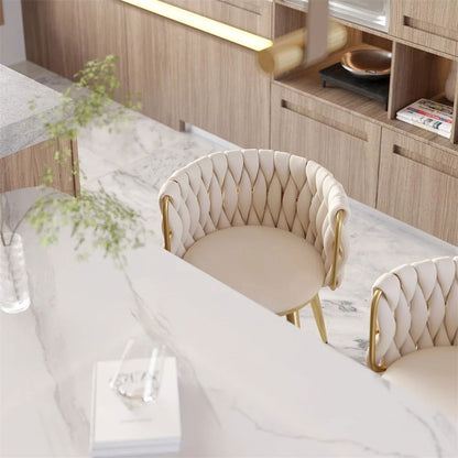 Sweave Nordic Off White Barrel Back Dining Chair Round Accent Chair Velvet Upholstery - 