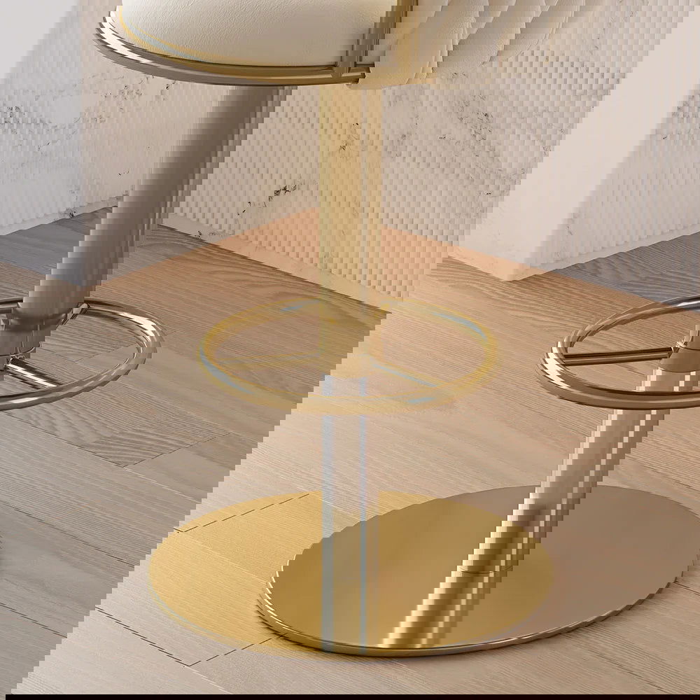 Sweave Off White Swivel Bar Stools Velvet Curved Back Adjustable Height Set of 2 - 