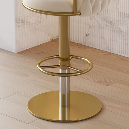 Sweave Off White Swivel Bar Stools Velvet Curved Back Adjustable Height Set of 2 - 