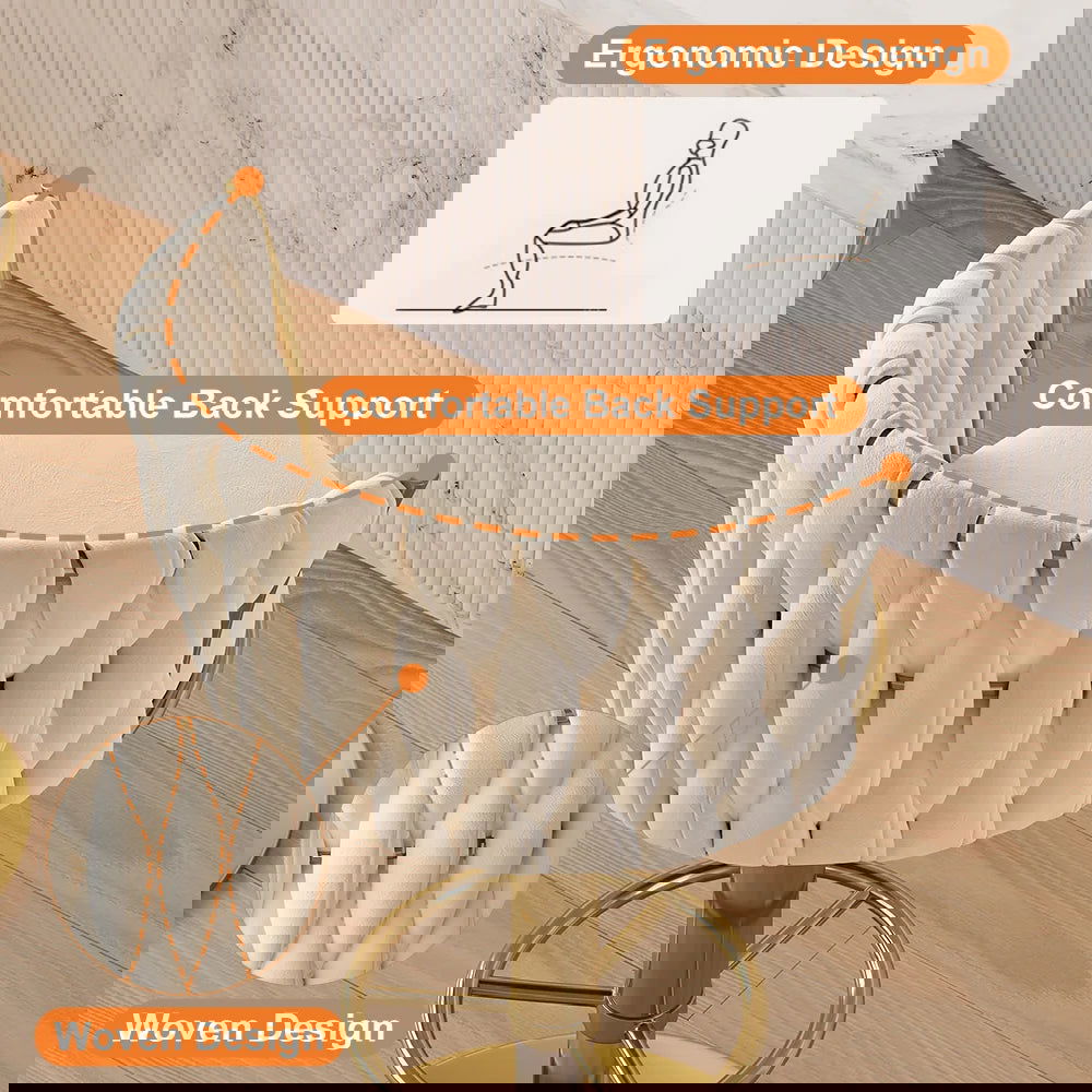 Sweave Off White Swivel Bar Stools Velvet Curved Back Adjustable Height Set of 2 - Homary