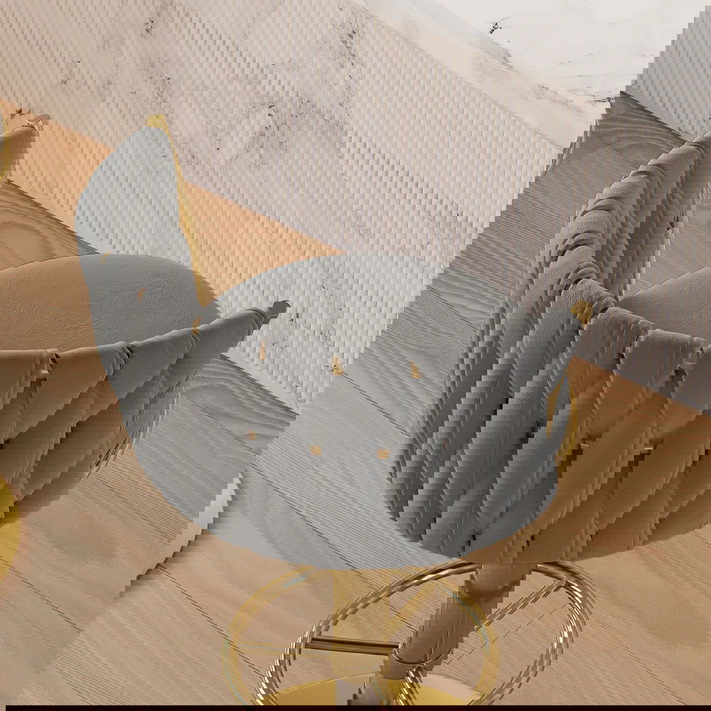 Sweave Set of 2 Grey Swivel Bar Stools Velvet Curved Back Adjustable Height - 