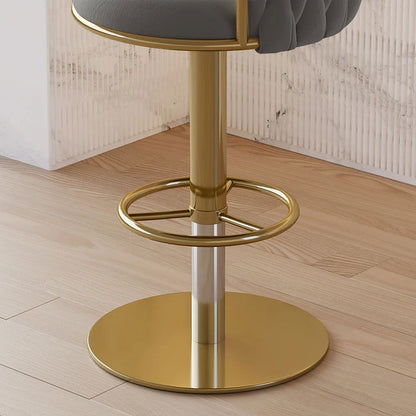 Sweave Set of 2 Grey Swivel Bar Stools Velvet Curved Back Adjustable Height - 