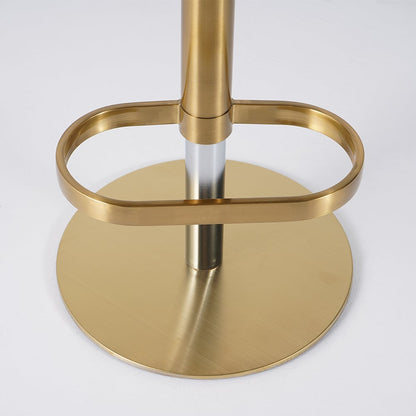 Swivel Bar Stool for Kitchen Island Curved Back Beige Velvet Adjustable Height in Gold - 