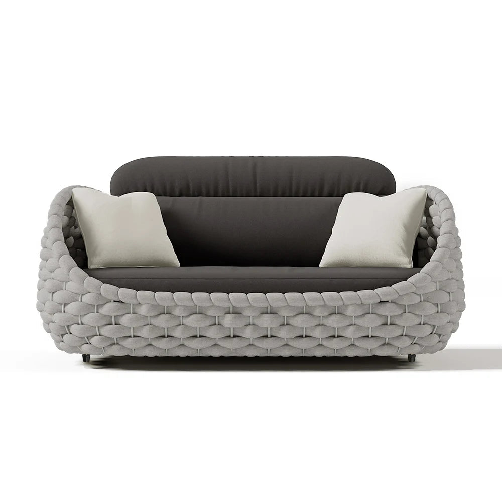 Tatta 2-Seater Rope Woven Patio Loveseat with Removable Cushions - 