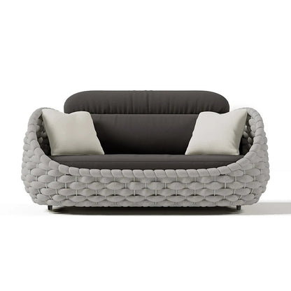 Tatta 2-Seater Rope Woven Patio Loveseat with Removable Cushions - 