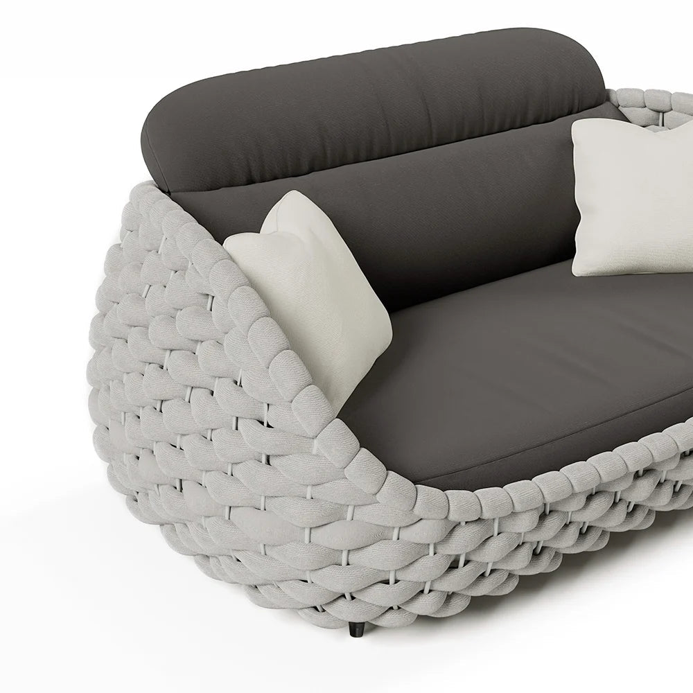 Tatta 2-Seater Rope Woven Patio Loveseat with Removable Cushions - 