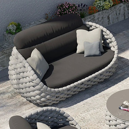 Tatta 2-Seater Rope Woven Patio Loveseat with Removable Cushions - Homary