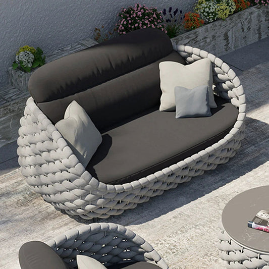 Tatta 2-Seater Rope Woven Patio Loveseat with Removable Cushions - Homary