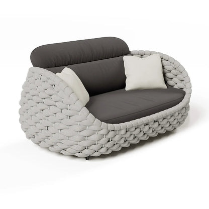 Tatta 2-Seater Rope Woven Patio Loveseat with Removable Cushions - Homary