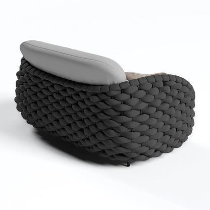 Tatta 2-Seater Woven Rope Outdoor Sofa Patio Loveseat Removable Cushion Gray & Black - Homary
