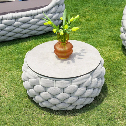 Tatta 4 Pieces Woven Rope Outdoor Swivel Sofa Set 360 Degree Rotatable with Coffee Table - 