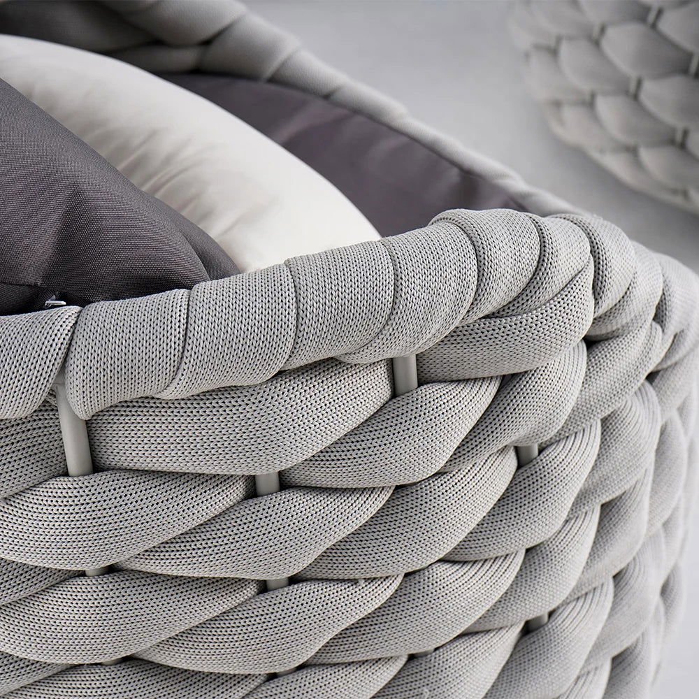 Tatta 4 Pieces Woven Rope Outdoor Swivel Sofa Set 360 Degree Rotatable with Coffee Table - 