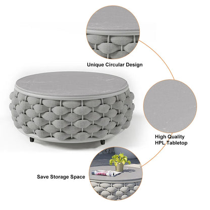 Tatta 4 Pieces Woven Rope Outdoor Swivel Sofa Set 360 Degree Rotatable with Coffee Table - 