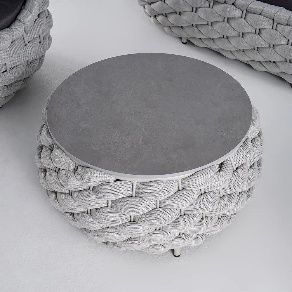 Tatta 4 Pieces Woven Rope Outdoor Swivel Sofa Set 360 Degree Rotatable with Coffee Table - 
