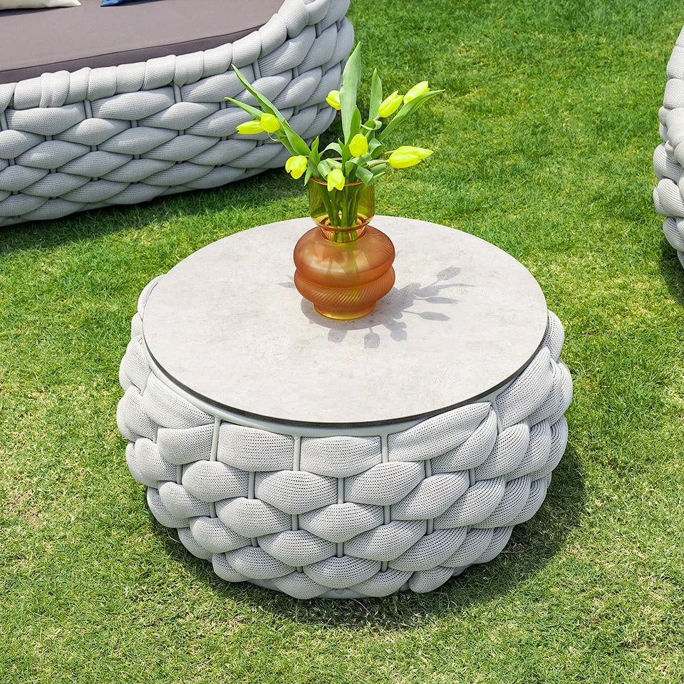 Tatta 4 Pieces Woven Rope Outdoor Swivel Sofa Set 360 Degree Rotatable with Coffee Table - Homary