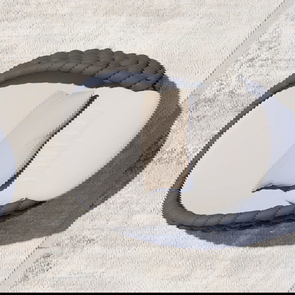 Tatta Modern Outdoor Swivel Chair 360 Rotatable Gray & Black Woven Rope Armchair Sofa - 