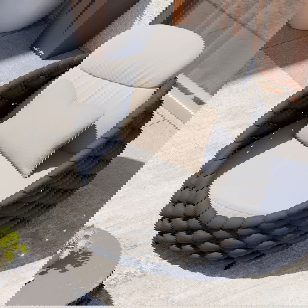 Tatta Modern Outdoor Swivel Chair 360 Rotatable Gray & Black Woven Rope Armchair Sofa - Homary