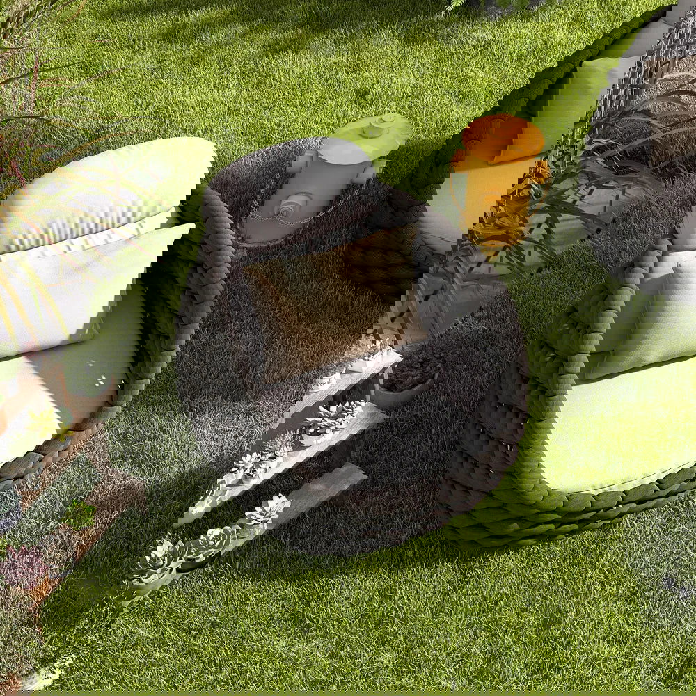 Tatta Modern Outdoor Swivel Chair 360 Rotatable Gray & Black Woven Rope Armchair Sofa - Homary