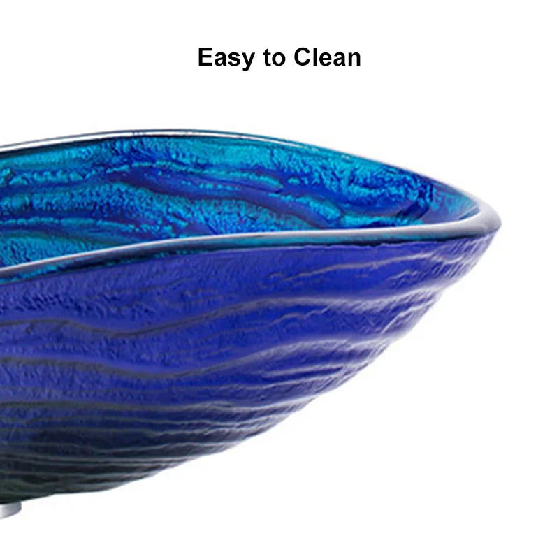 Tempered Glass Multicolor Teardrop-Shaped Bathroom Vessel Sink Wash Sink - 