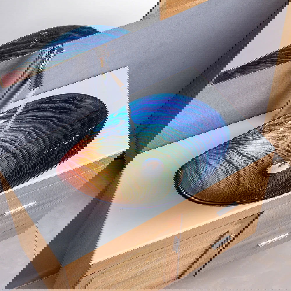 Tempered Glass Multicolor Teardrop-Shaped Bathroom Vessel Sink Wash Sink - Homary