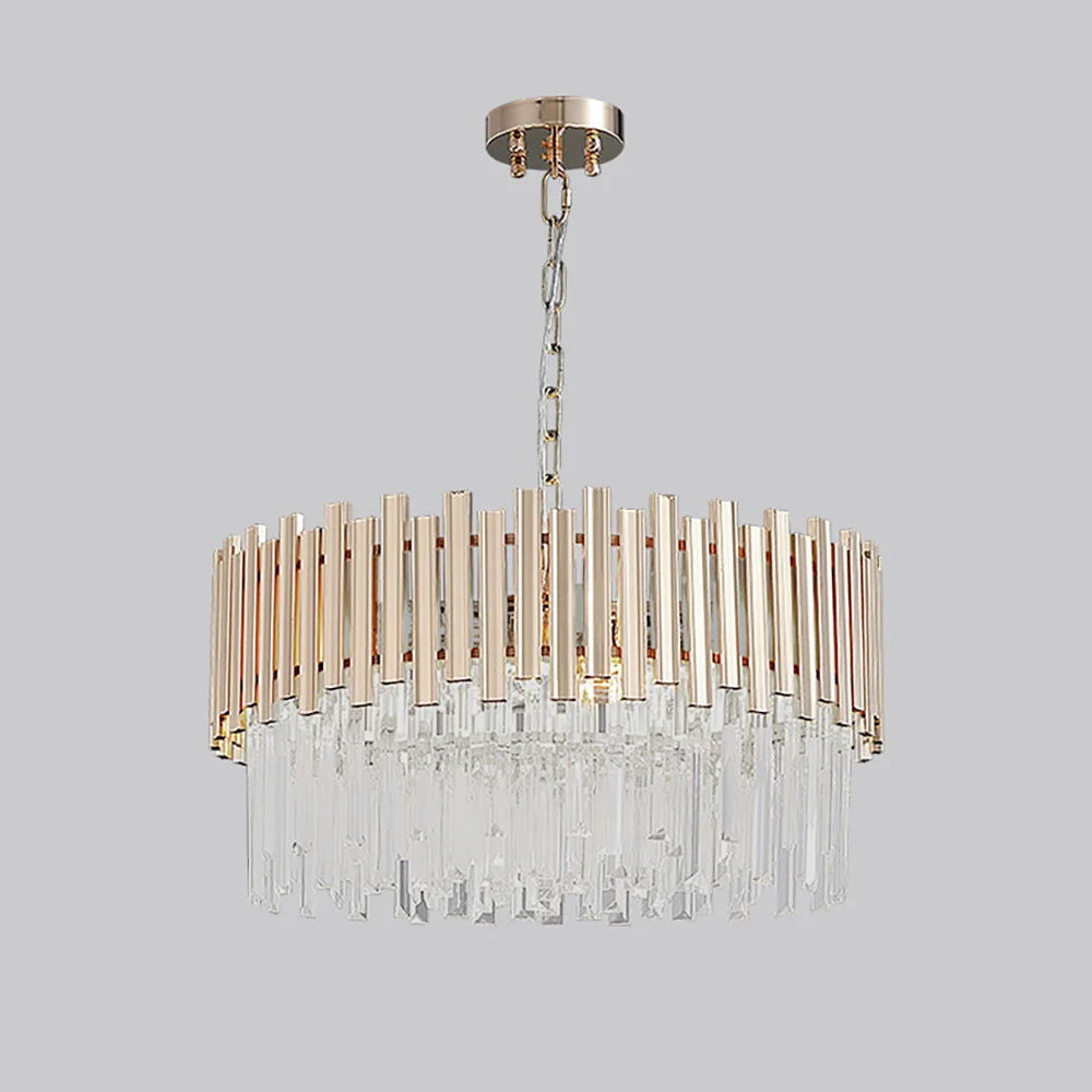 Tierizo Modern 12-Light Tiered Crystal Chandelier with Adjustable Chain in Gold - 