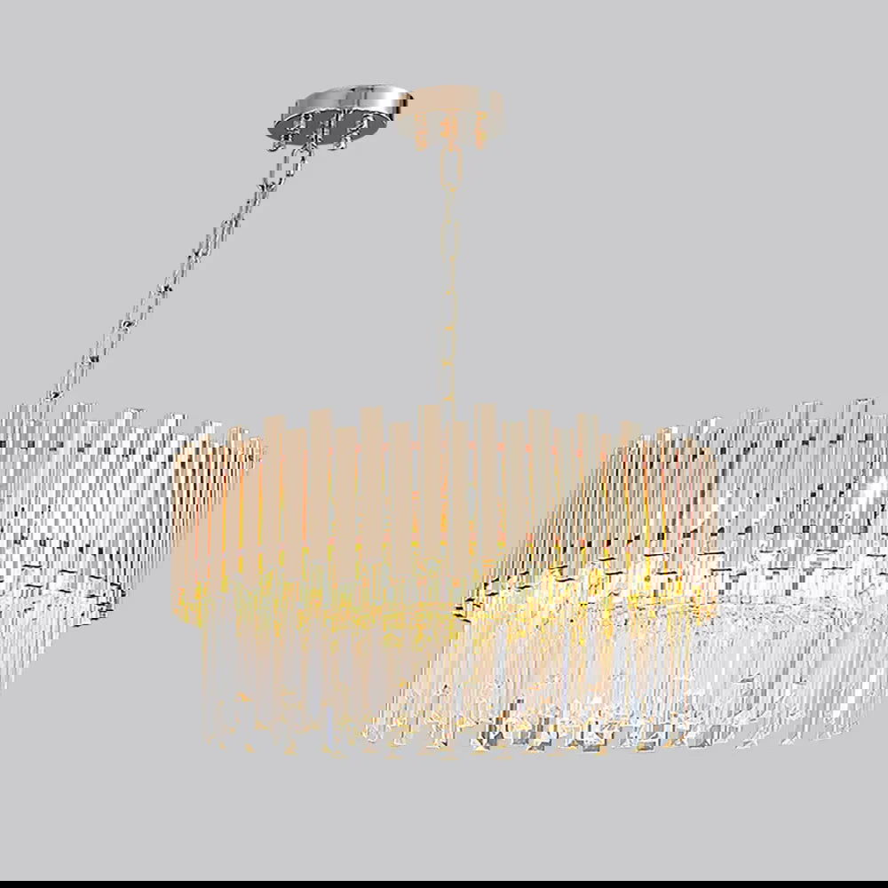 Tierizo Modern 12-Light Tiered Crystal Chandelier with Adjustable Chain in Gold - 