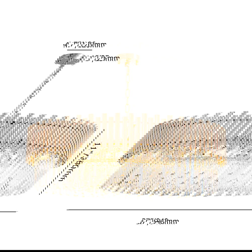 Tierizo Modern 16-Light Tiered Crystal Chandelier with Adjustable Chain in Gold - 