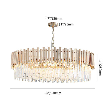 Tierizo Modern 16-Light Tiered Crystal Chandelier with Adjustable Chain in Gold - 