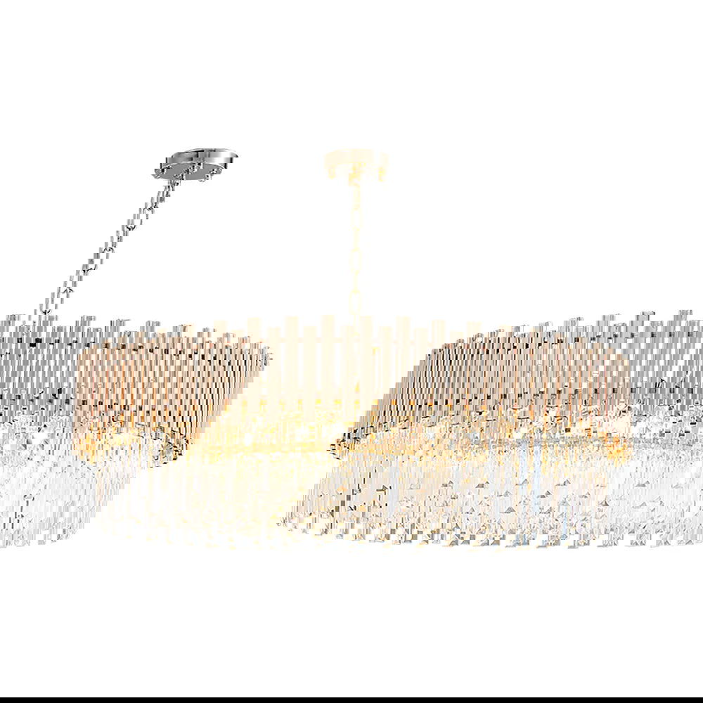 Tierizo Modern 16-Light Tiered Crystal Chandelier with Adjustable Chain in Gold - 