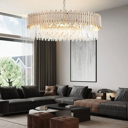 Tierizo Modern 16-Light Tiered Crystal Chandelier with Adjustable Chain in Gold - Homary