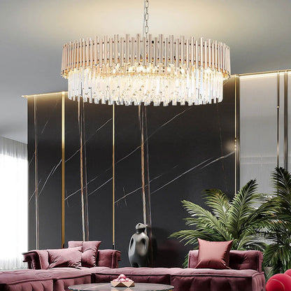 Tierizo Modern 16-Light Tiered Crystal Chandelier with Adjustable Chain in Gold - Homary