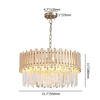 Tierizo Modern 9-Light Tiered Crystal Chandelier with Adjustable Chain in Gold - 