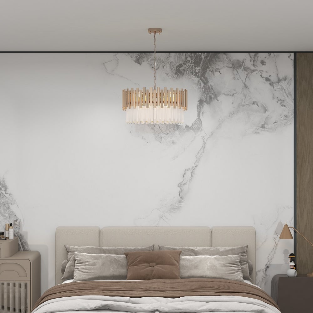 Tierizo Modern 9-Light Tiered Crystal Chandelier with Adjustable Chain in Gold - 