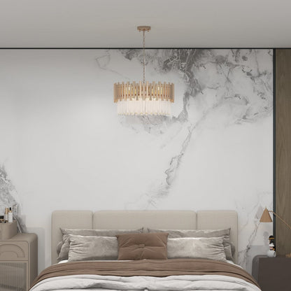 Tierizo Modern 9-Light Tiered Crystal Chandelier with Adjustable Chain in Gold - 