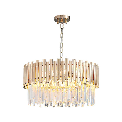 Tierizo Modern 9-Light Tiered Crystal Chandelier with Adjustable Chain in Gold - 