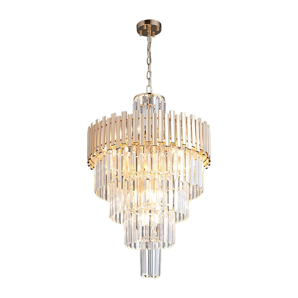 Tierizo Modern Tapered Tiered Crystal Chandelier 12-Light in Gold - 