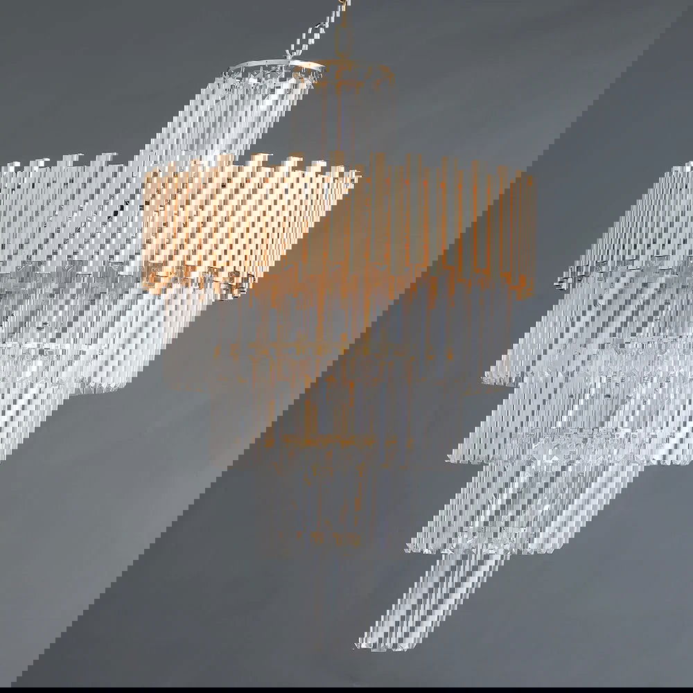 Tierizo Modern Tapered Tiered Crystal Chandelier 12-Light in Gold - 