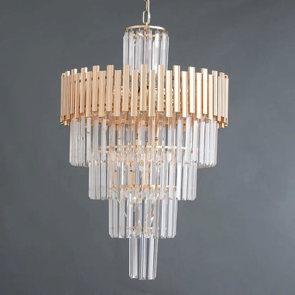 Tierizo Modern Tapered Tiered Crystal Chandelier 12-Light in Gold - 