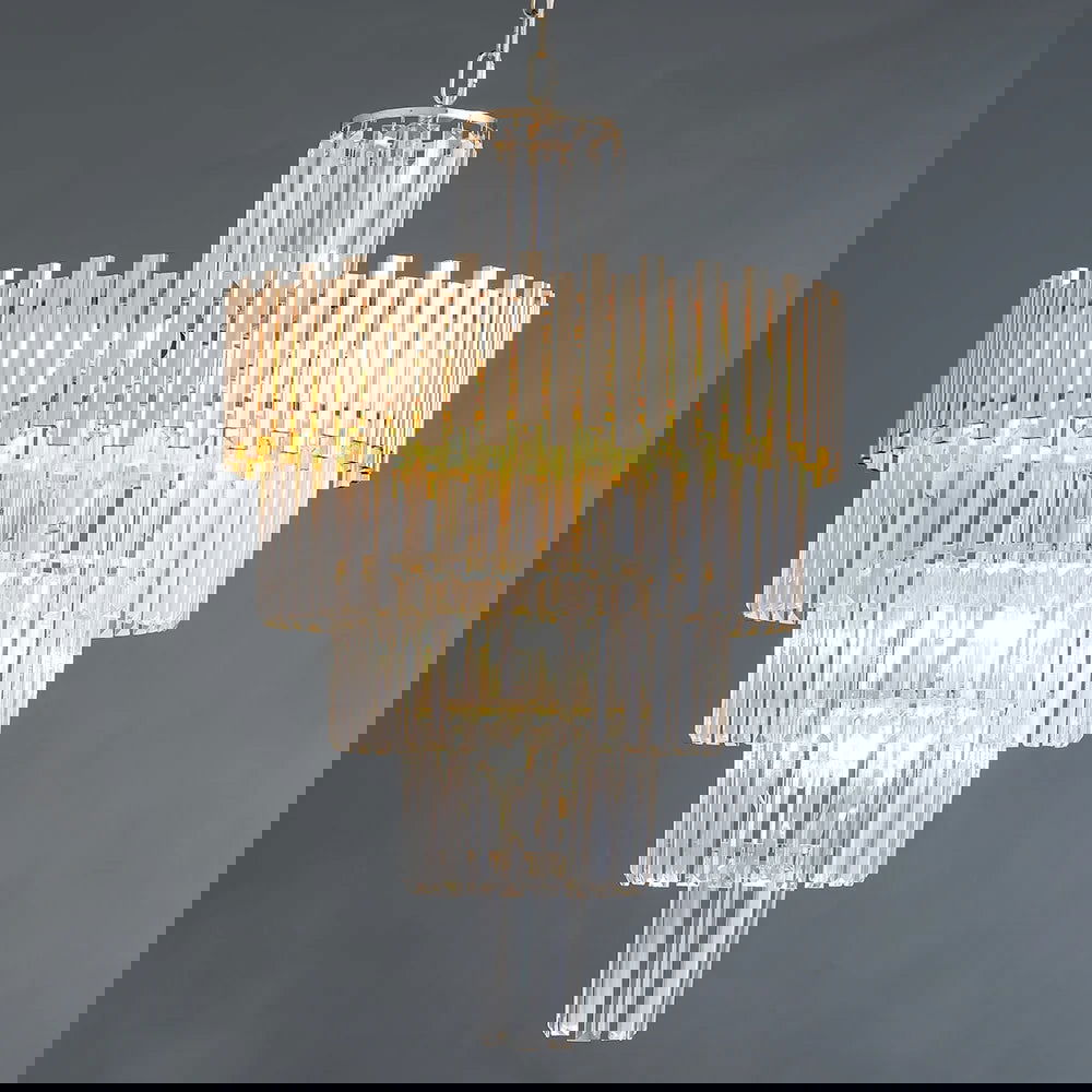 Tierizo Modern Tapered Tiered Crystal Chandelier 12-Light in Gold - 