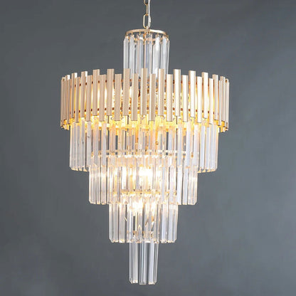 Tierizo Modern Tapered Tiered Crystal Chandelier 12-Light in Gold - 